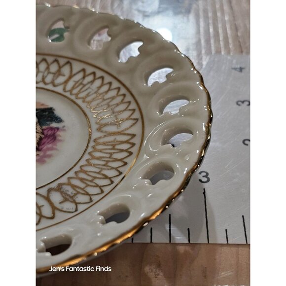 Porcelain Stylecraft #1650 Decorative Plate With Victorian Couple & Gold Trim Ma - Picture 11 of 13
